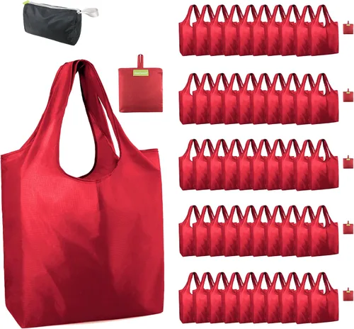 Vista 60 de BeeGreen Bolsas de comestibles reutilizables de Navidad con bolsa de almacenamiento con cremallera, paquete de 10 bolsas de compras reutilizables a