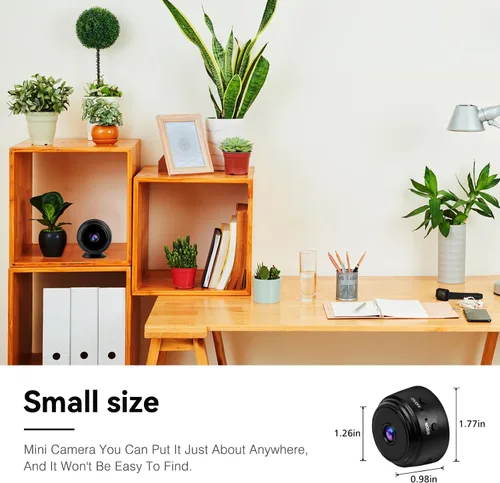 Vista 4 de MCJ Mini cámara oculta WiFi 2.4G con audio, alimentación en vivo de video HD 2K, visión nocturna, no incluye tarjeta SD, pequeña cámara de seguridad