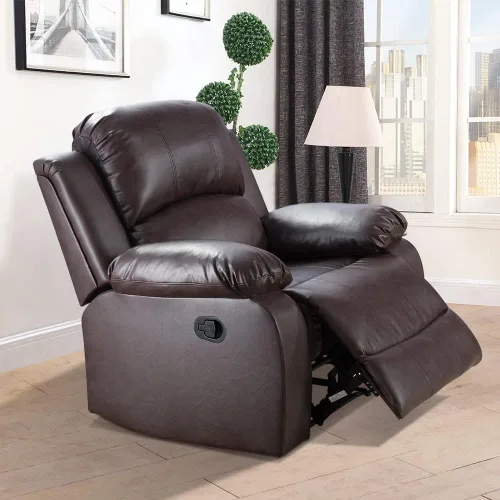 Vista 51 de Juego de muebles de sala de estar, juego de sofá reclinable de cuero, sofá reclinable y sofá biplaza, juego de sofá de cuero beige, juego de muebles