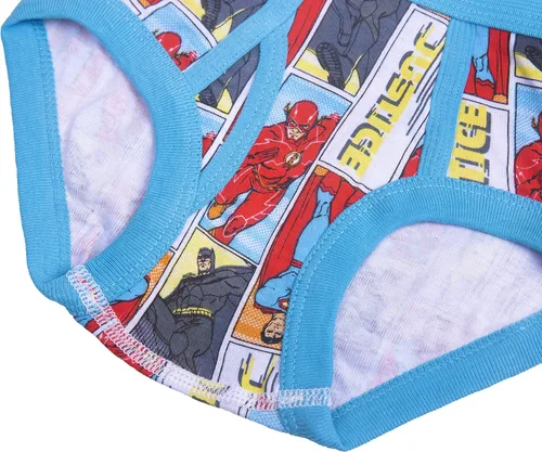 Vista 3 de DC Comics Boys' 100% Cotton Briefs with Prints Including Superman, Batman, The Flash Logos, Sizes 23t, 4t, 4, 6, 8