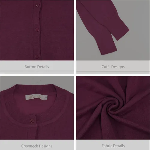 Vista 4 de Women's Crew Neck Button Down Long Sleeve Cardigan Sweater