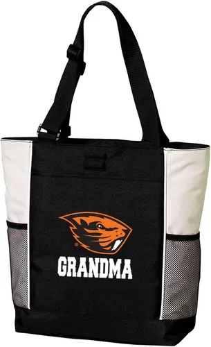 Vista 5 de Broad Bay Official Oregon State Tote Bag - Zippered Carryall Beavers Logo, 600D Polyester Canvas, Adjustable Web Handles, Front Pocket, Side Mesh