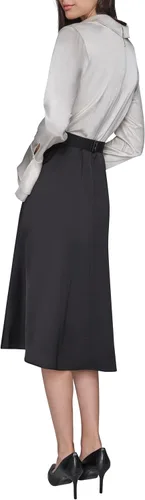 Vista 3 de Karl Lagerfeld Vestido camisero midi de manga larga con cinturón de poliéster arrugado para mujer