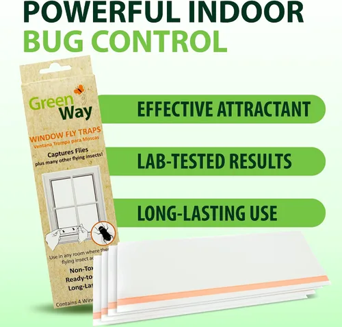 Vista 3 de Greenway - Trampas adhesivas para moscas de ventana, para mosquitos y moscas, control de moscas no tóxico, seguro para niños y mascotas, perfecto