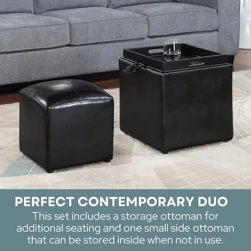 Vista 4 de Designs4Comfort Park Avenue - Otomana individual con taburete y bandeja reversible