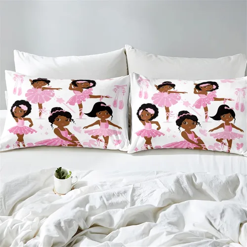 Vista 3 de Juego de edredón individual rosa afroamericano para niñas, niños y adultos, bonito juego de ropa de cama individual para decoración de dormitorio