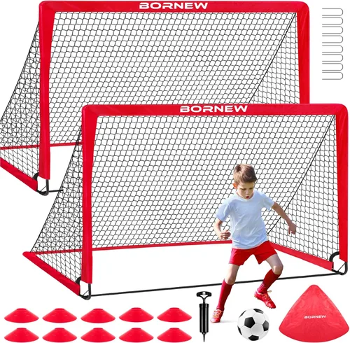 Vista 8 de Kids Soccer Goal for Backyard Set - 2 Set of 6X4 / 4X3 ft Toddler Soccer Nets Training Equipment, Soccer Ball, Pop Up Portable Soccer Set for Kids