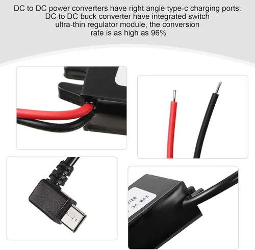 Vista 2 de Weewooday Paquete de 2 convertidores de 12 V a 5 V CC, regulador de voltaje de módulo Buck de ángulo recto de 3A 15 W, adaptador de corriente
