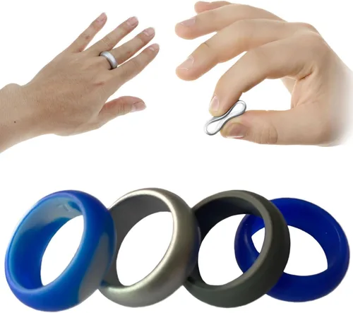 Vista 2 de Anillo de boda de silicona para hombres y mujeres, 10 piezas de 0.315 in de ancho de calidad médica de alta calidad, anillo de boda de goma