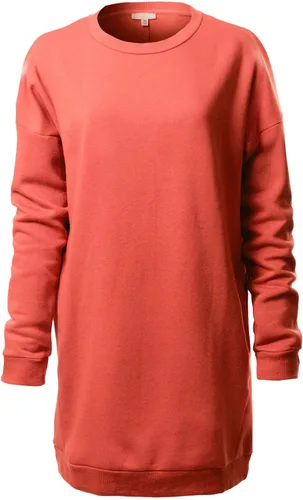 Vista 26 de MixMatchy Sudadera casual de forro polar con cuello en V para mujer, manga larga, túnica para otoño e invierno Negro (cuello redondo)