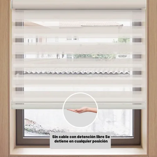 Vista 5 de Personalizadas MYshade - Persianas de cebra para ventanas sin cordones, persianas para ventanas con filtro de luz, tratamientos para ventanas