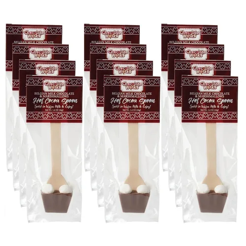 Vista 6 de Chocolate Works - Cucharas de chocolate caliente – Chocolate negro belga – Cucharas para remover cacao caliente – Envueltas individualmente