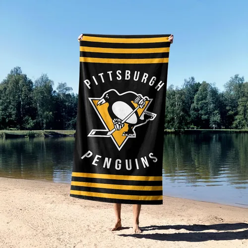 Vista 4 de Northwest NHL Pittsburgh Penguins - Toalla de playa, 30 x 60 pulgadas, rayas