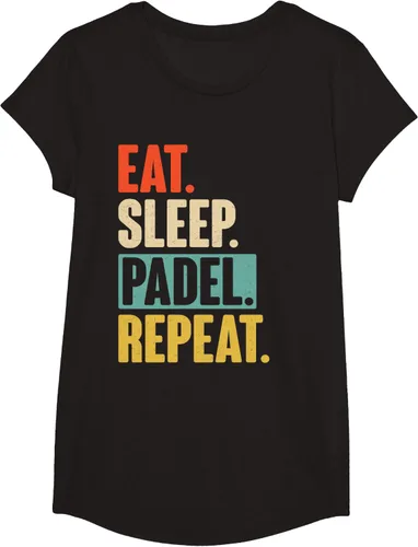 Vista 6 de Eat Sleep Padel Repeat - Camiseta de pádel retro vintage, Negro