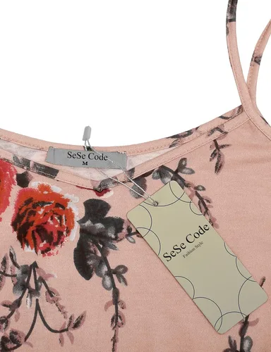 Vista 3 de SeSe Code Vestido Swing Casual de Verano Playa con Estampado Floral y Tirantes Delgados para Mujer