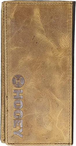 Vista 2 de HOOEY Cartera Western Rodeo de cuero para hombre, Logotipo de cerdo en relieve- Marrón