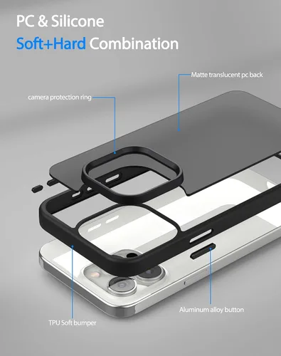 Vista 4 de Foluu Funda delgada para iPhone 15 Pro Max 2023-2X protector de pantalla de vidrio templado y 2 protectores de lente de cámara, parte trasera