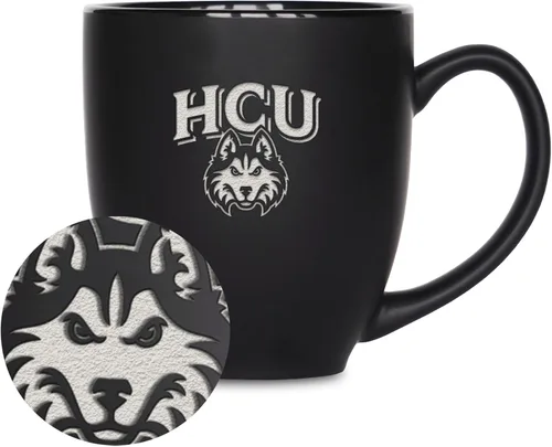 Vista 106 de Rico Industries - Taza de cerámica mate negra con grabado láser estándar de 15oz para NCAA (escuelas T & U) - Para bebidas calientes o frías