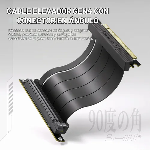 Vista 4 de EZDIY-FAB Montura Vertical de GPU con Cable Riser PCIE 4.0 de Alta Velocidad, Módulo ARGB, Extensión Flexible de 115mm/4.52in, Conector de 90 Negro