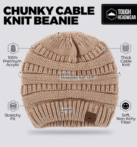 Vista 50 de Gorro de punto para mujer, cálido y suave, elástico, para clima frío de Tough Headwear
