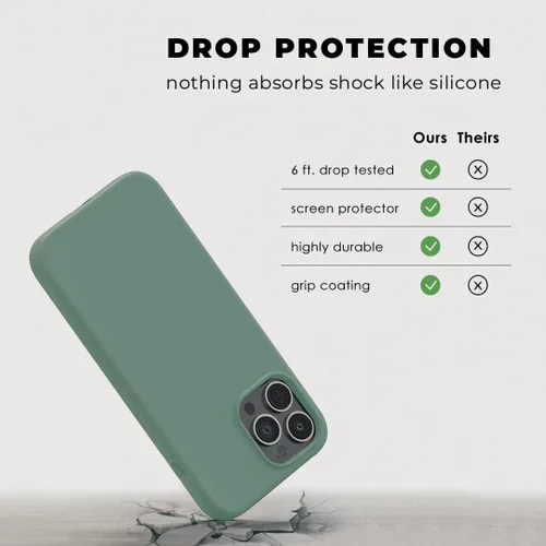 Vista 4 de Compatible con iPhone 13 Pro Max Funda de silicona con protector de pantalla - Verde