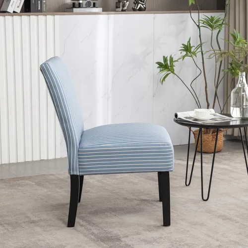 Vista 6 de Roundhill Furniture Botticelli - Silla tapizada con diseño de rayas azules