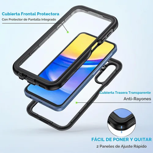 Vista 3 de Lanhiem Funda para teléfono Samsung Galaxy A15 5G, IP68 impermeable a prueba de polvo con protector de pantalla, funda protectora de cuerpo completo