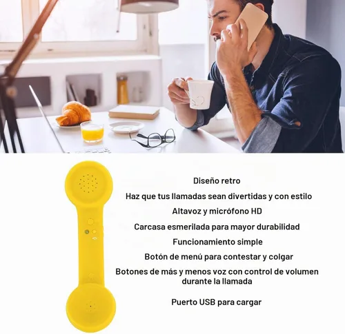 Vista 2 de Teléfono retro con Bluetooth, receptor de teléfono a prueba de radiación para teléfono celular con llamada cómoda, clásico vintage inalámbrico