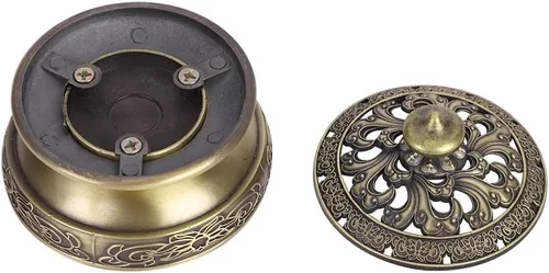 Vista 5 de Quemador de incienso de Buda vintage, quemador de incienso de aleación de metal, estufa de carbón con tapa para el hogar, oficina, yoga