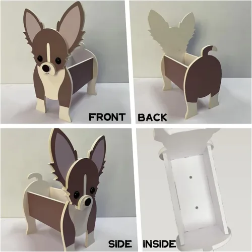 Vista 4 de Macetero de flores para perros, regalos para mujeres, bonitas macetas de PVC para perros, macetas para interiores y exteriores, maceta de jardín