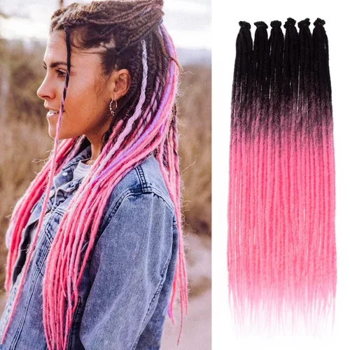 Vista 26 de Leeven Extensiones de Rastas Sintéticas de Doble Punta de 24 Pulgadas 30 Hebras Rastas Boho 613 Rubio 3 Estilos Mixtas Onduladas Rizadas DE Rastas