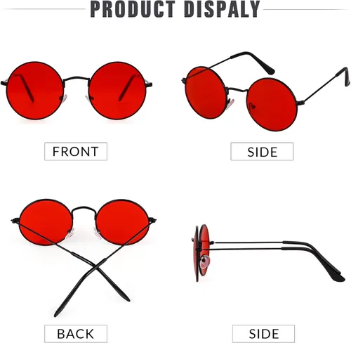 Vista 5 de SORVINO Gafas de sol redondas retro para hombres y mujeres, gafas de sol circulares pequeños