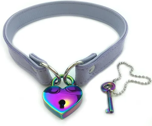 Vista 8 de Collar de Gargantilla con Candado y Llave con Candado de Corazón para Mujeres y Hombres, 14 pulg.