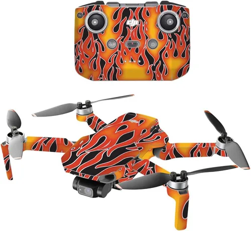 Vista 9 de MightySkins - Compatible con DJI Mini 2 Dron portátil - Blue Flames Funda protectora de vinilo duradera y única Fácil de aplicar, quitar