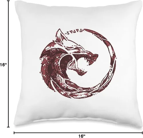 Vista 4 de Red Fenrir Norse Wolf Odin Nordic Valhalla Mjolnir Almohada de 16 x 16 pulgadas, multicolor
