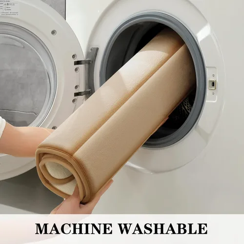 Vista 8 de BYSURE Juego de 3 tapetes de baño de espuma viscoelástica color beige, antideslizantes, extra suaves, absorbentes, lavables a máquina y secos