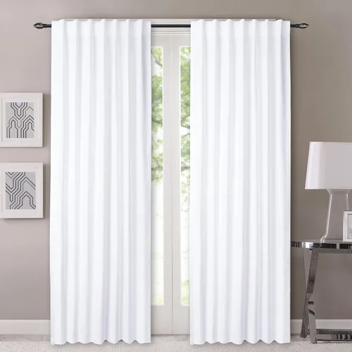 Vista 2 de Cortinas blancas de 84 pulgadas de largo, juego de 2 cortinas de algodón con pestaña trasera de pato para granja, sala de estar, dormitorio, ducha