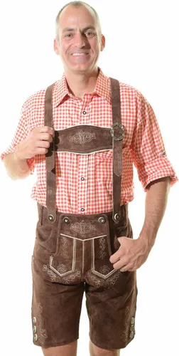 Vista 2 de Hombres Bávaro Lederhosen Tracht Oktoberfest Lederhosen Marrón