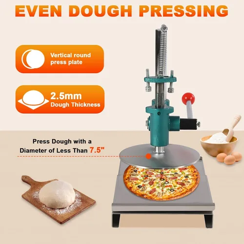 Vista 5 de Máquina de prensa de masa de pizza, máquina de prensa manual de pastelería de 7.9 pulgadas, máquina de acero inoxidable para masa de pizza doméstica