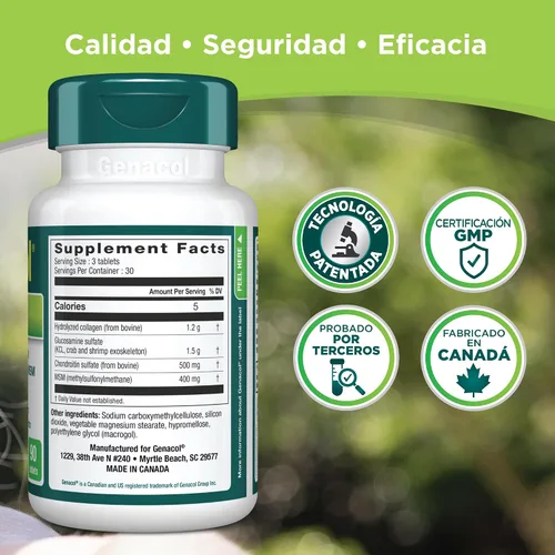 Vista 8 de Genacol Optimum - Suplemento para articulaciones de glucosamina, condroitina, MSM y colágeno ultrahidrolizado, mantiene articulaciones saludables