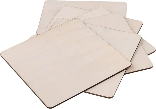 Vista 4 de SHEUTSAN 100 piezas de madera cuadradas de 6 x 6 pulgadas, hojas cuadradas de madera en blanco de 1/8 pulgadas de grosor, madera sin terminar