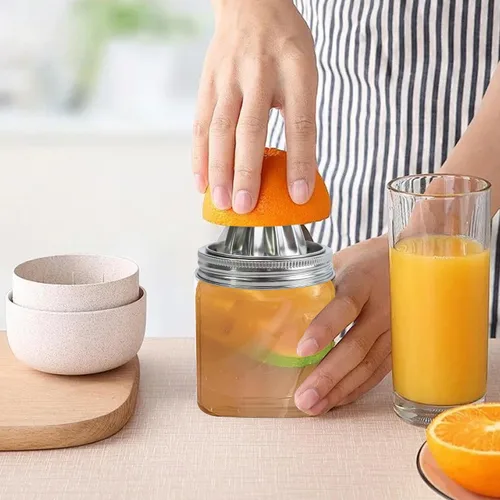 Vista 5 de Tapa de exprimidor de acero inoxidable para frascos de masón, exprimidor manual para limón y naranja, exprimidor de cítricos para tarros Mason