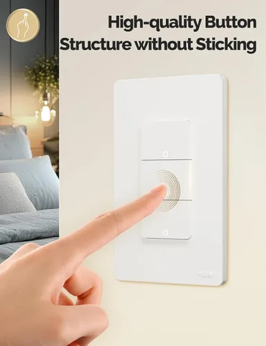 Vista 3 de MOES Matter-WiFi - Interruptores de luz inteligentes, requiere cable netural, interruptor de un solo polo de 2.4 GHz, compatible con Alexa Google