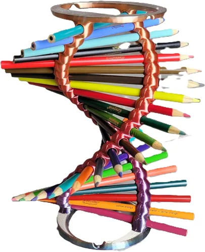 Vista 15 de Znet3D DNA Helix Portalápices – Innovador organizador de escritorio – 9 pulgadas de alto – Capacidad para 23 lápices – Diseño liso de borde redondo