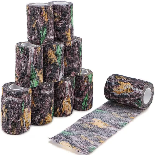 Vista 9 de DROK 4/10 Rollos de Cinta de Camuflaje Autoadhesiva, Vendaje de Camuflaje para Deportes al Aire Libre, Escalada, Camping, 2/3 Pulgadas x 4.5 Metros
