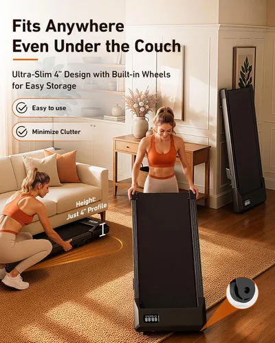 Vista 7 de Superun Walking Pad with 6% Incline, 2.5HP Treadmill, 300 lbs Dorado