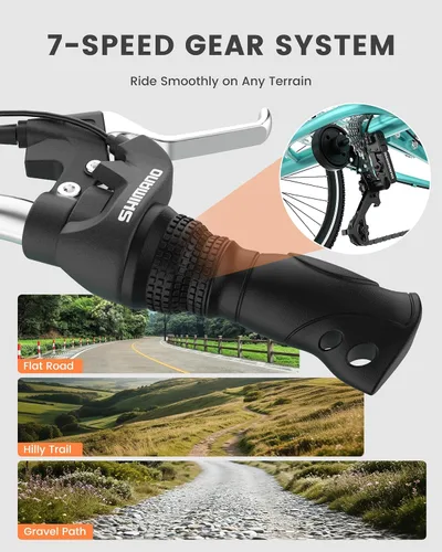 Vista 6 de Slsy Triciclos plegables para adultos, triciclos plegables para adultos de 7 velocidades, 20, 24, 26 pulgadas, 3 ruedas con triciclo plegable