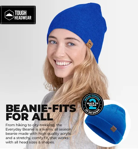 Vista 14 de Tough Headwear Daily Knit Beanie – Gorros para hombre – Sombreros de invierno para hombres y mujeres – Sombreros de punto cálidos para clima frío