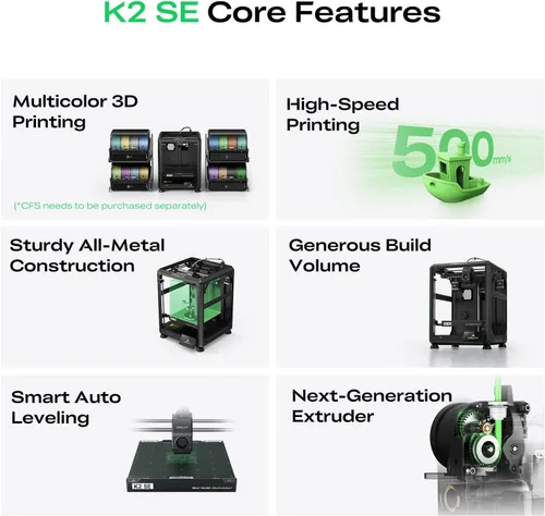 Vista 2 de Impresora 3D Creality K2 SE, impresión de alta velocidad de 19.685 in/s, compatible con impresión 3D multicolor CFS, construcción de metal sólido