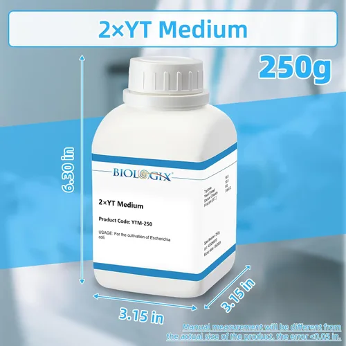 Vista 2 de 2×YT Medio en Polvo, Medio de Cultivo con Triptona, Extracto de Levadura y Cloruro de Sodio para el Crecimiento de E. coli, Medio de Cultivo